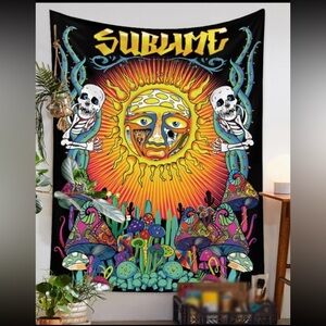 Sublime trippy wall tapestry mushroom , cactus hippie psychedelic retro